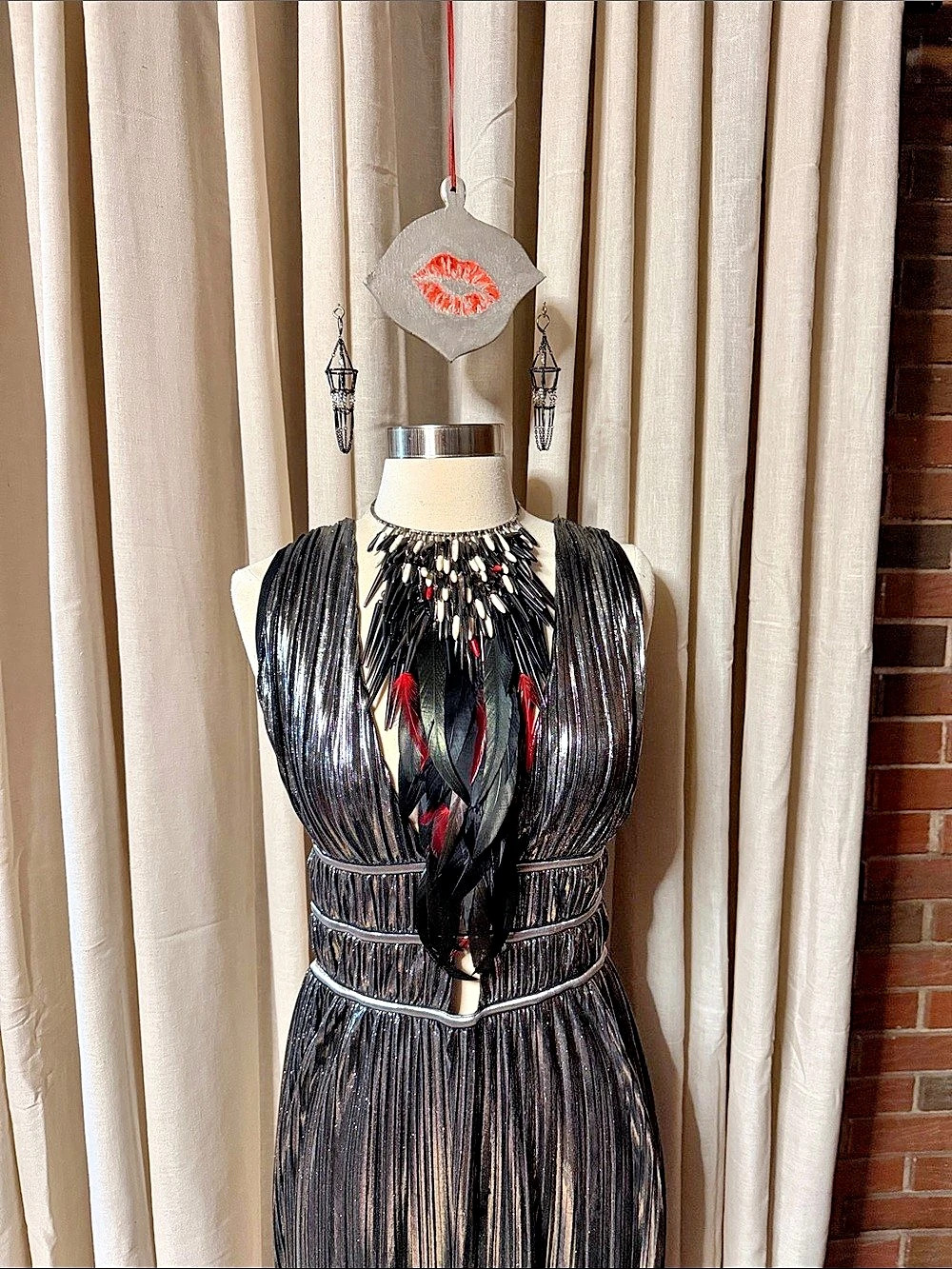 Black & Silver Maxi Dress Like New